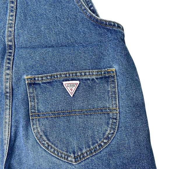 Vintage Guess Baby 100% Cotton Denim Shortalls Overalls Kids Size 7Y - Picture 5 of 10